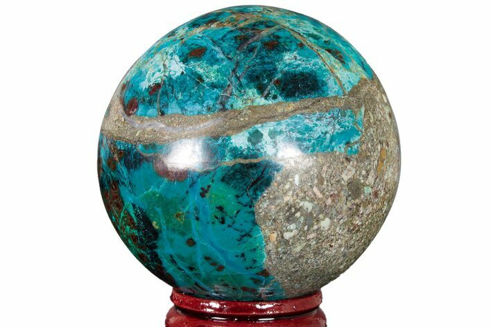 Polished Malachite & Chrysocolla Sphere - Peru #211047